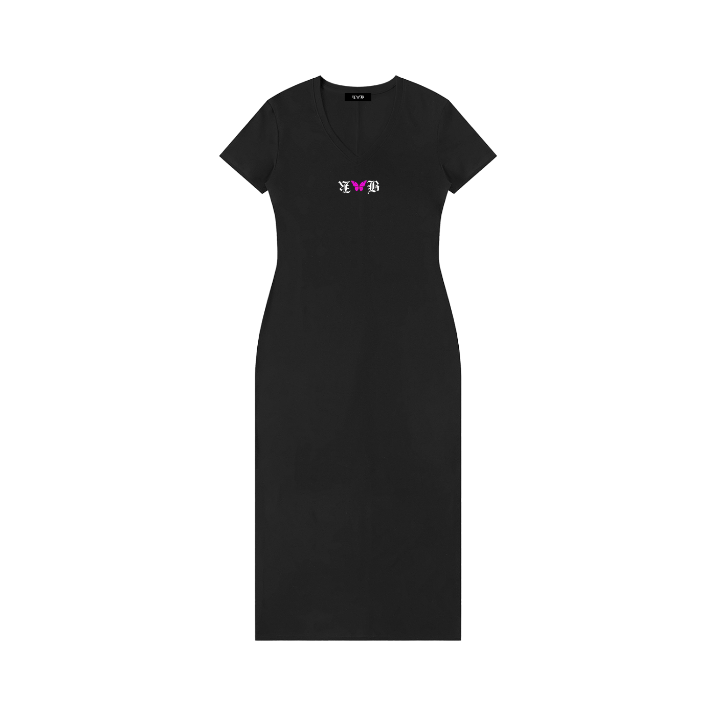 Damen Maxikleid mit V-Ausschnitt und kurzen Ärmeln