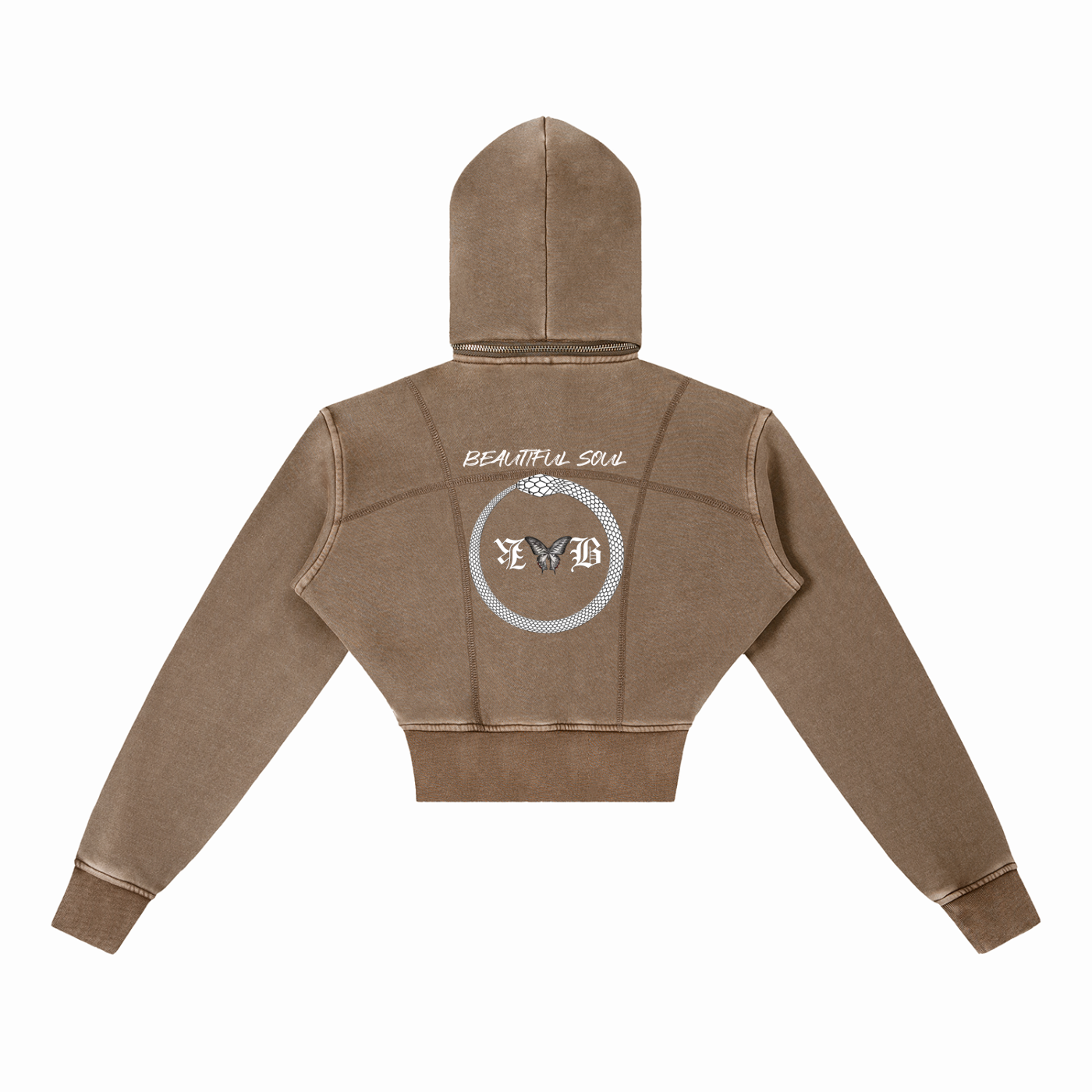 Woman "Beautiful Soul" Vintage Washed Cropped Fleece Hoodie