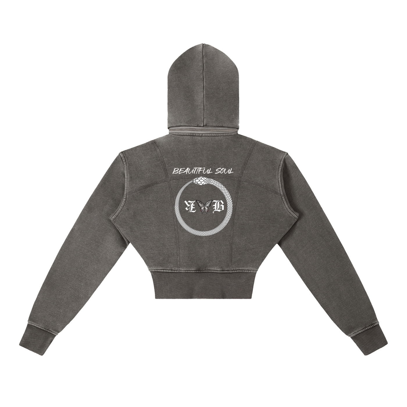 Woman "Beautiful Soul" Vintage Washed Cropped Fleece Hoodie