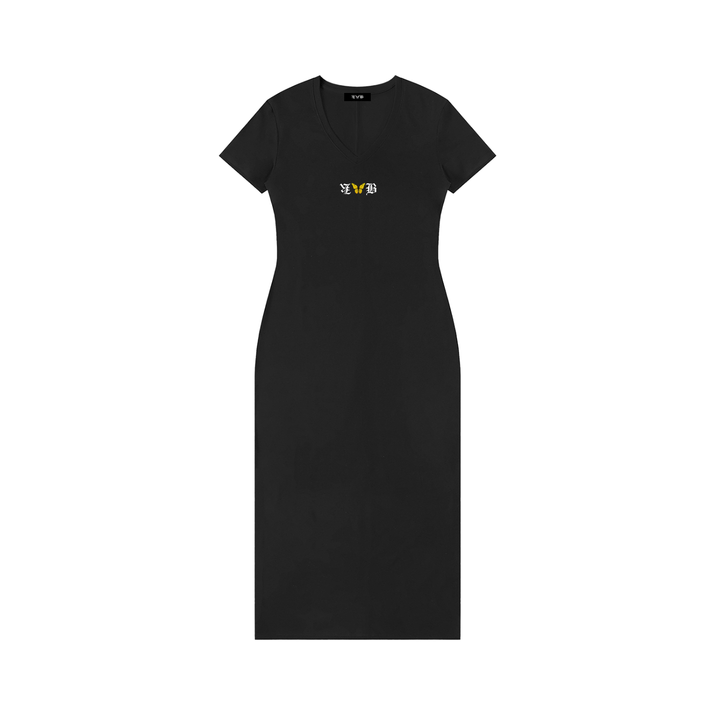 Damen Maxi-Kleid mit V-Ausschnitt und kurzen Ärmeln