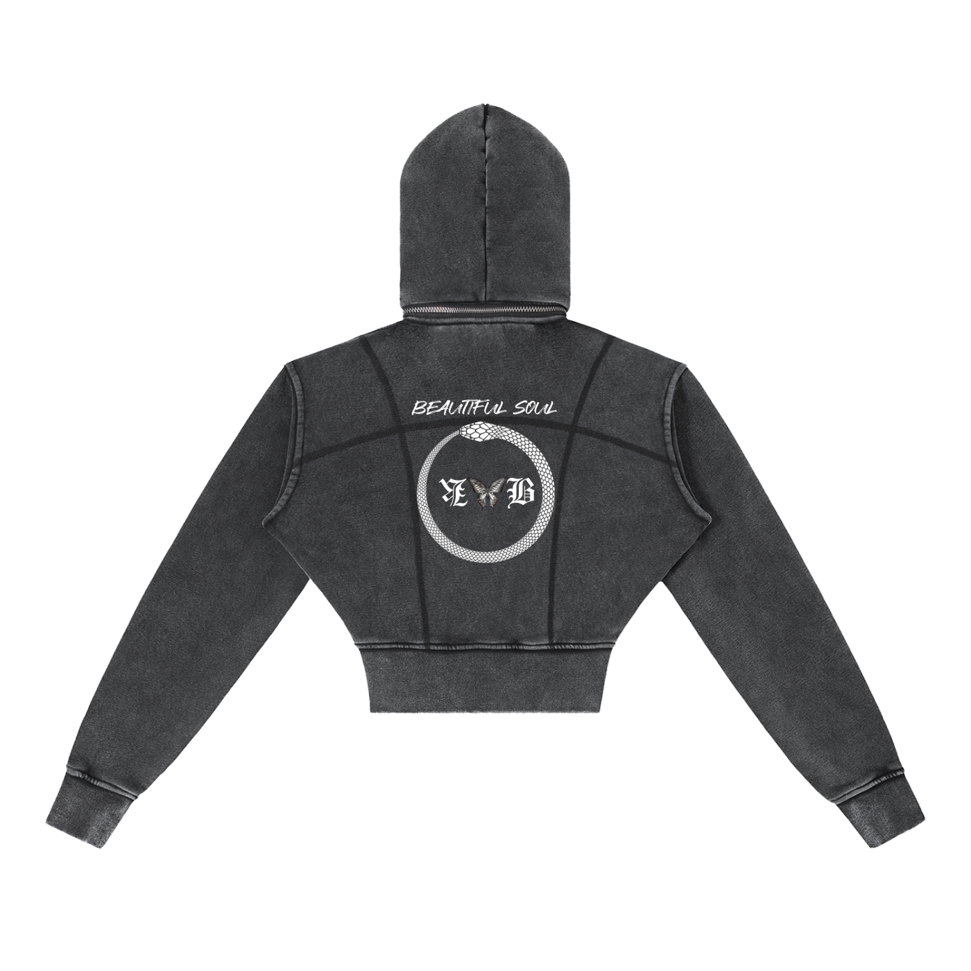 Woman "Beautiful Soul" Vintage Washed Cropped Fleece Hoodie