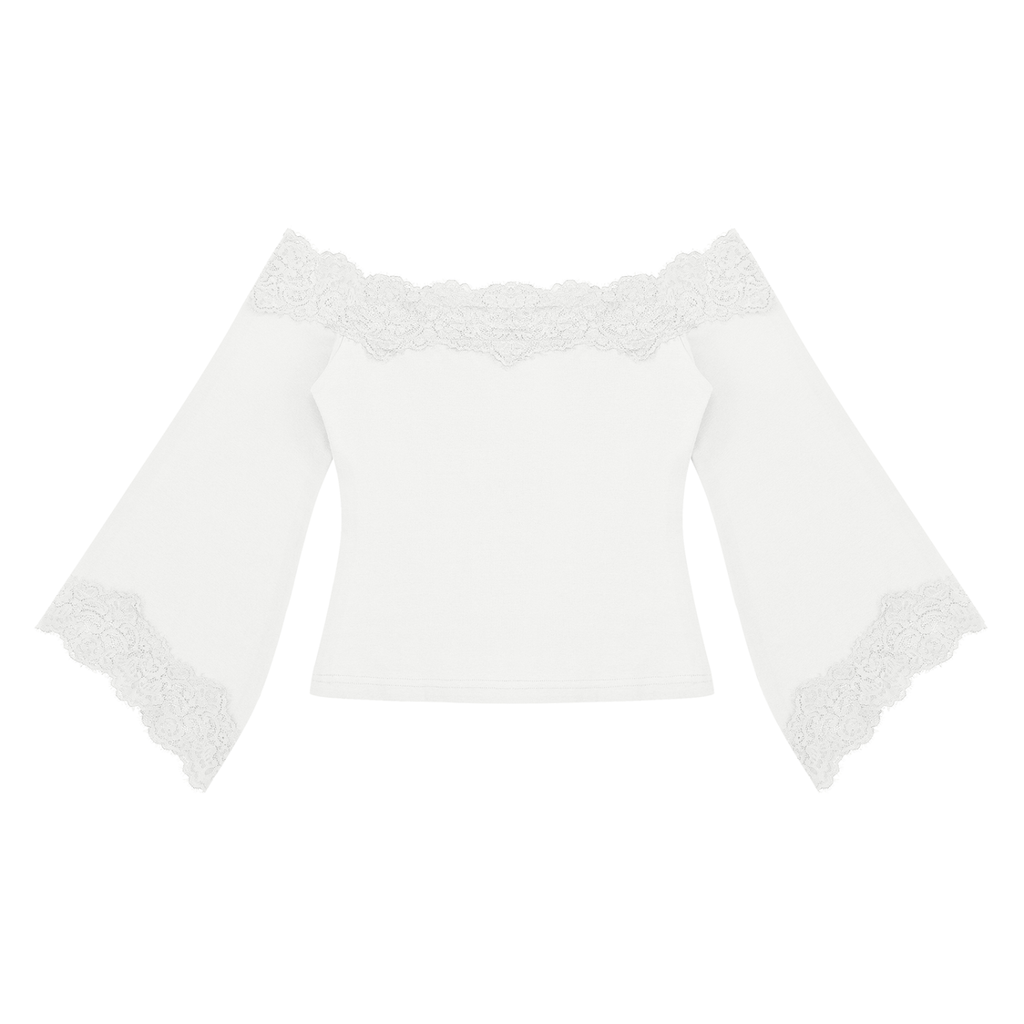 Off-Shoulder Lace Trim Tee