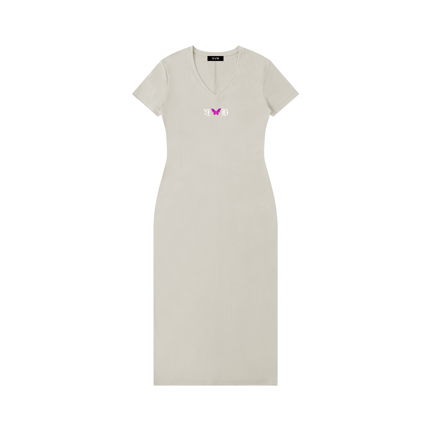 Damen Maxikleid mit V-Ausschnitt und kurzen Ärmeln