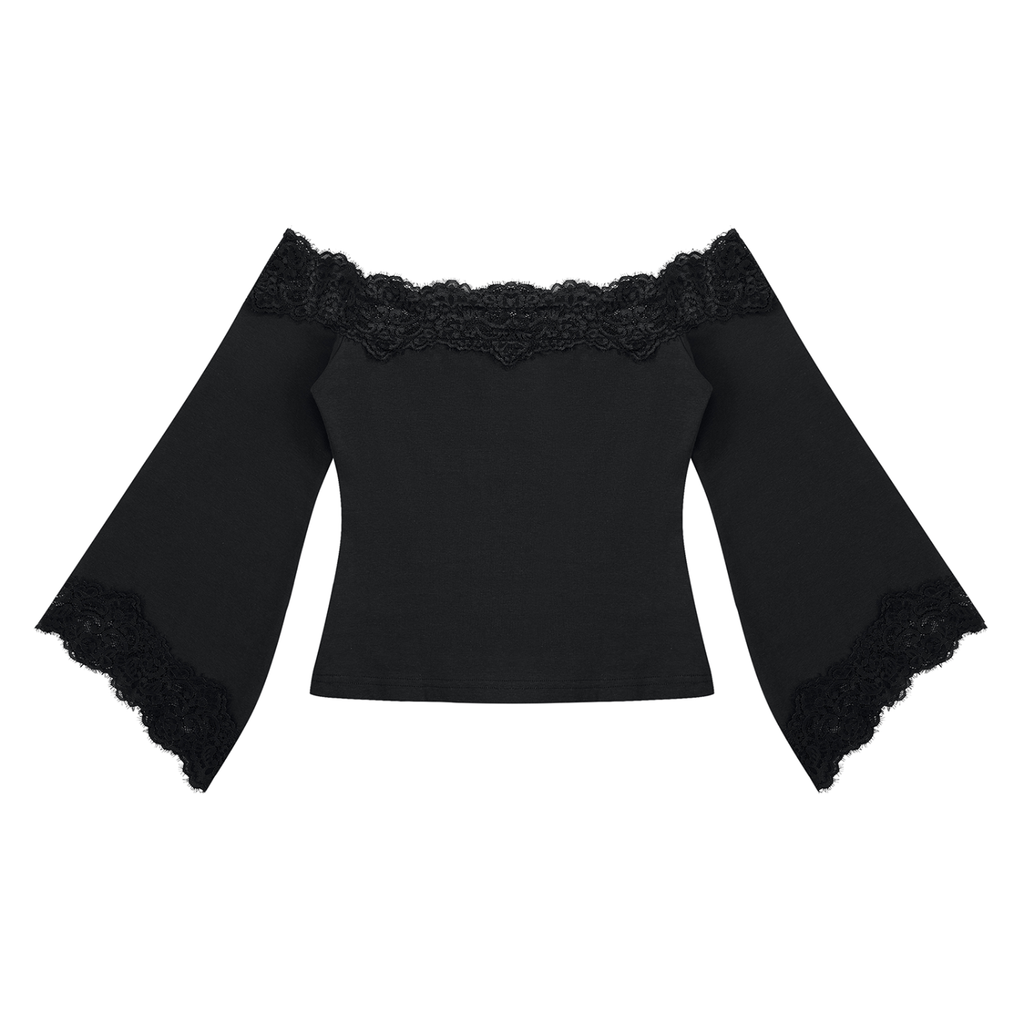 Women's Off-the-Shoulder Lace Trim T-Shirt