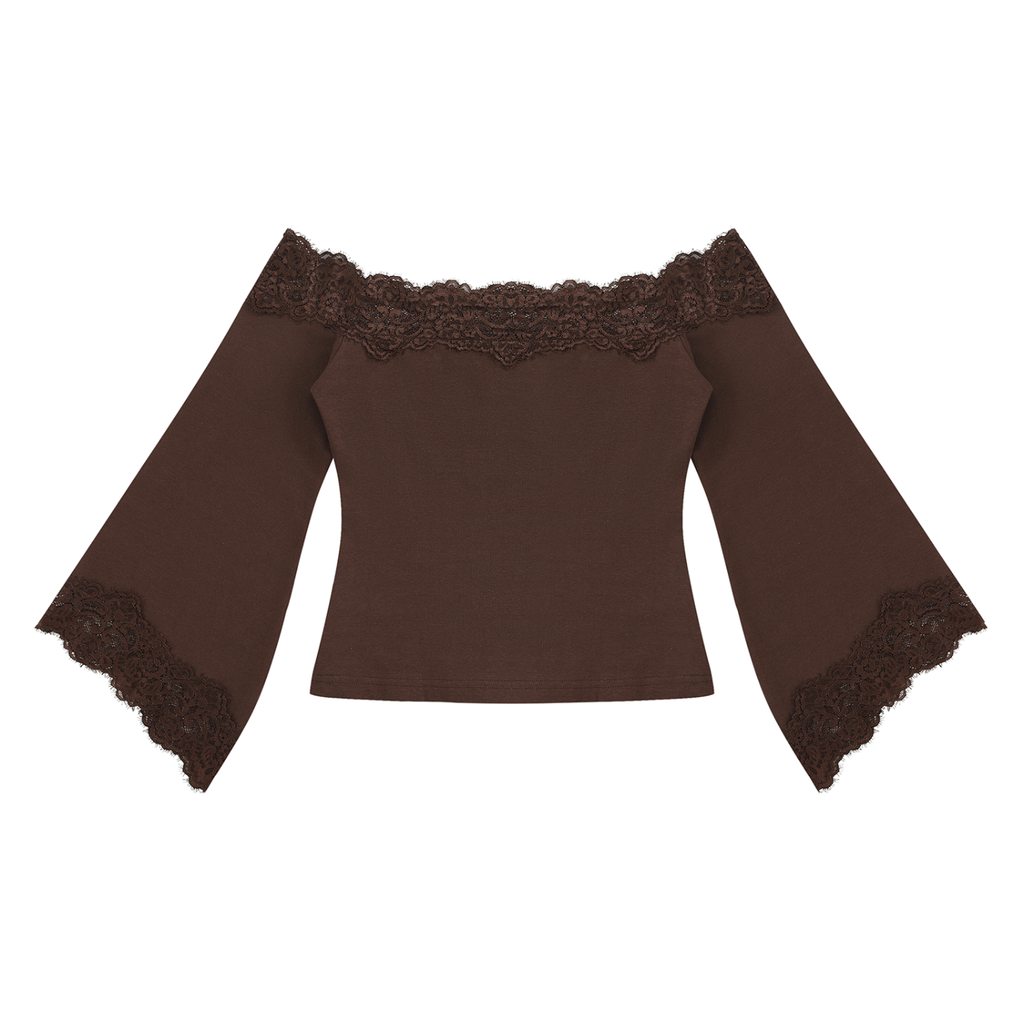 Women's Off-the-Shoulder Lace Trim T-Shirt